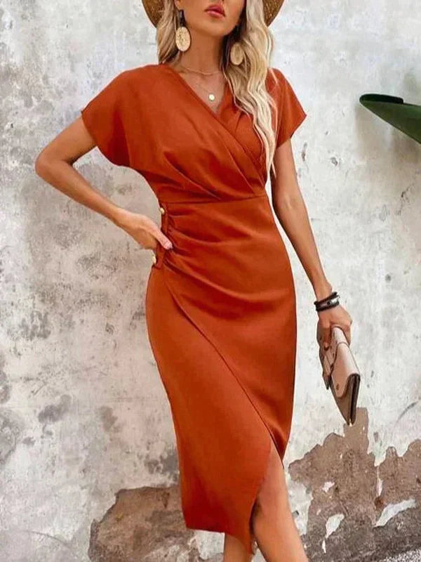 Women's midi dress viscose wrap design elegant for summer