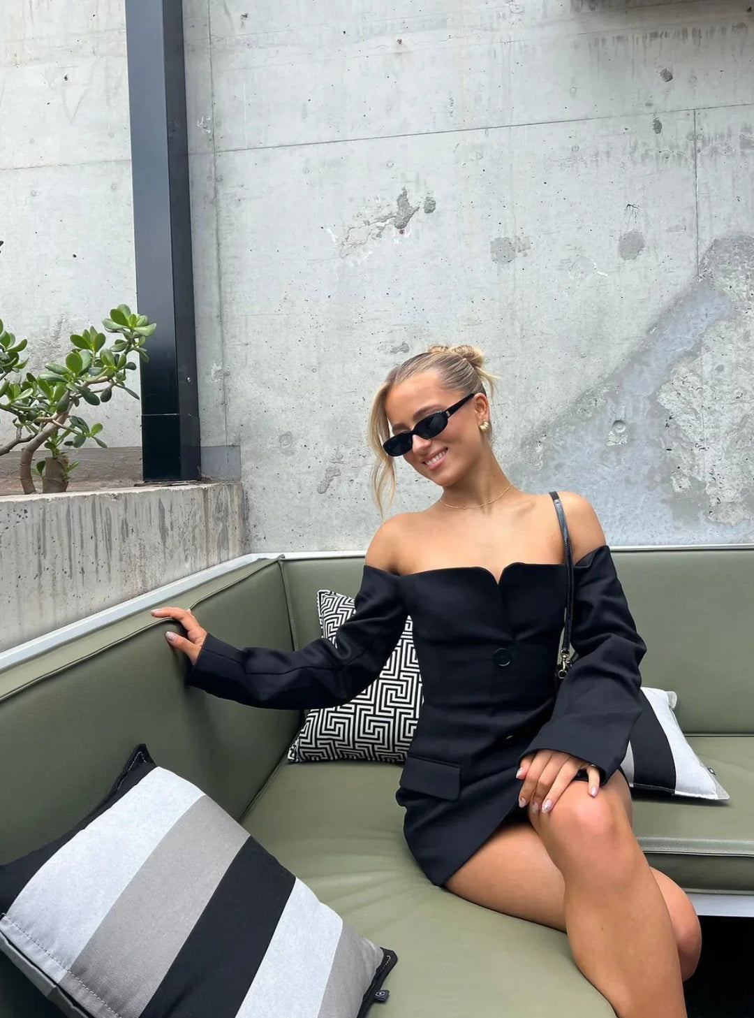 Blazer Dress Women – Teal Blue, Belt & Button Details