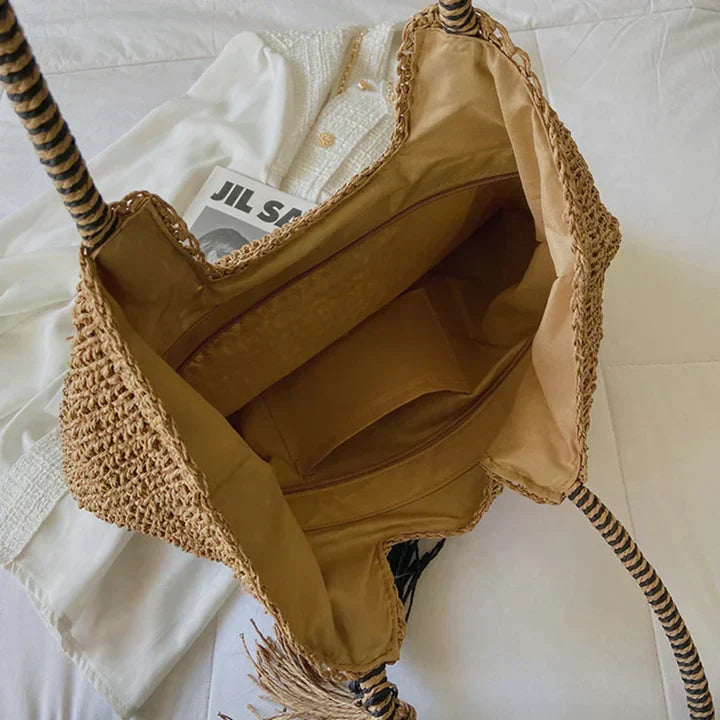 Sac de plage pour femmes en rotin – Style boho et spacieux pour l'été