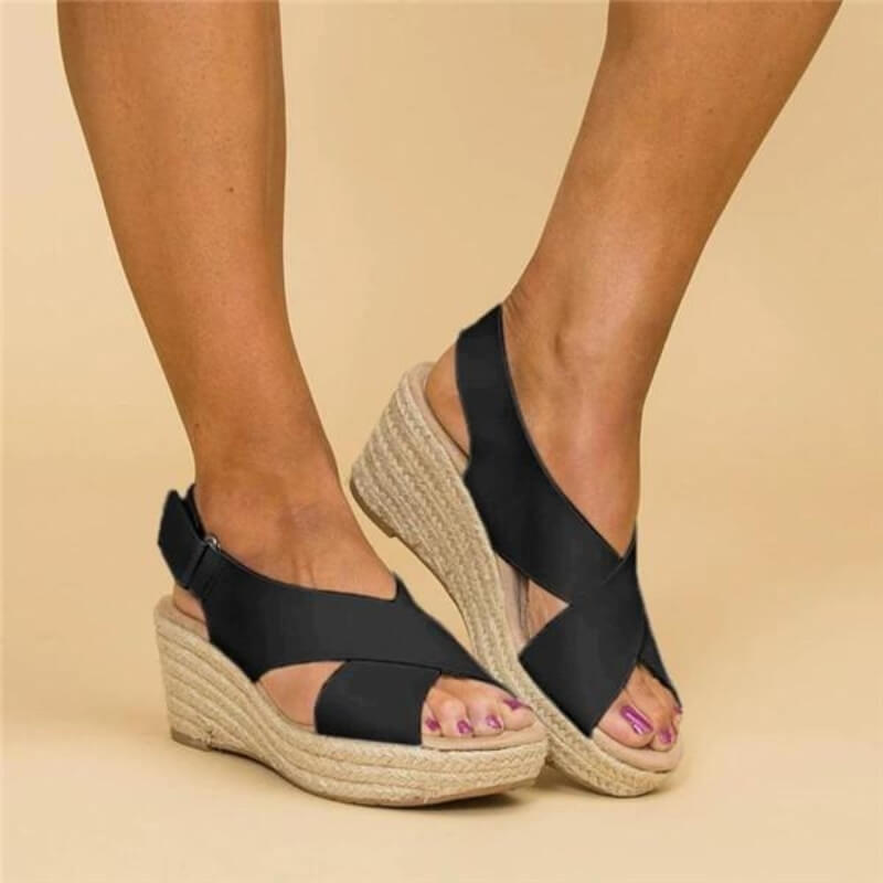 Vegan leather espadrille sandals with supportive comfort