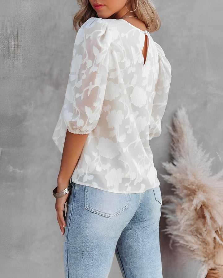Women's Blouse Chiffon Floral Pattern Elegant