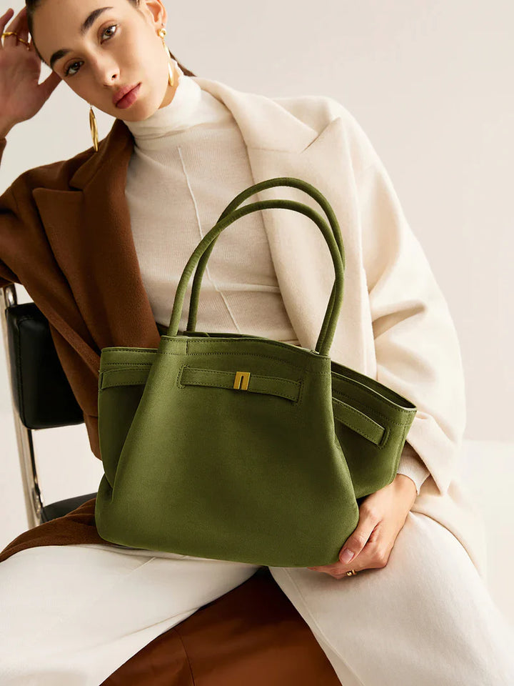 Women's Shopper Suede Bag – Green & Spacious