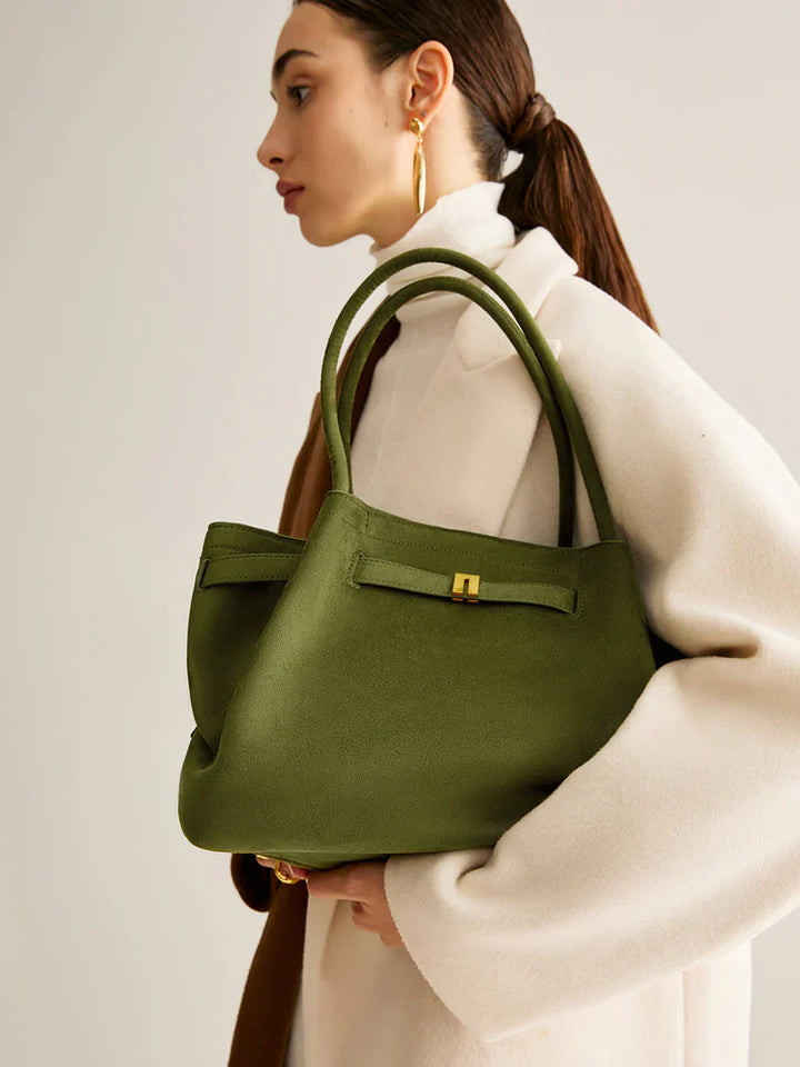 Women's Shopper Suede Bag – Green & Spacious