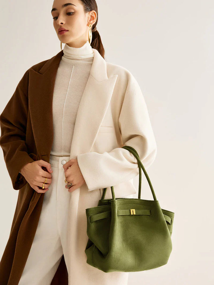 Women's Shopper Suede Bag – Green & Spacious