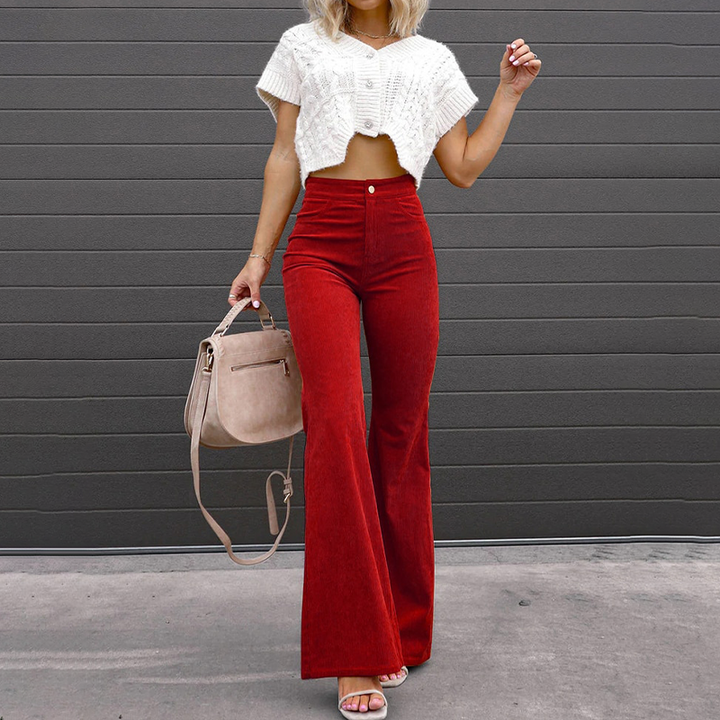 Women's velvet pants with high waistband and elegant cut