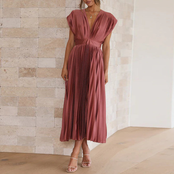 Elegant sleeveless maxi dress with V-neck – summer dress for women