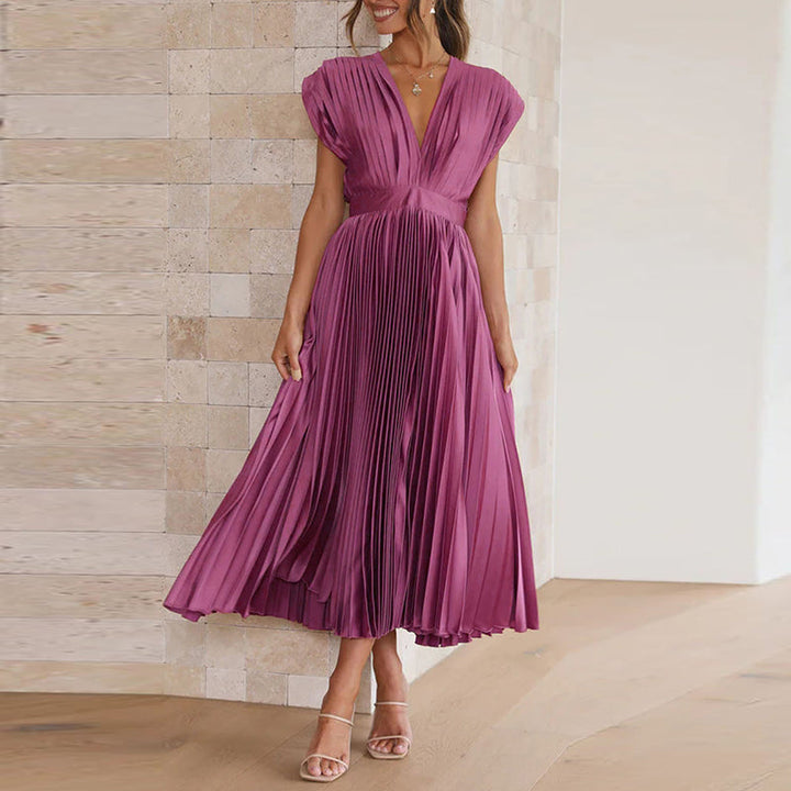 Elegant sleeveless maxi dress with V-neck – summer dress for women