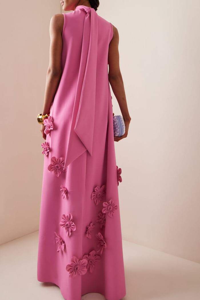 Luxurious maxi dress for women with floral design - elegant halter dress, summery and stylish