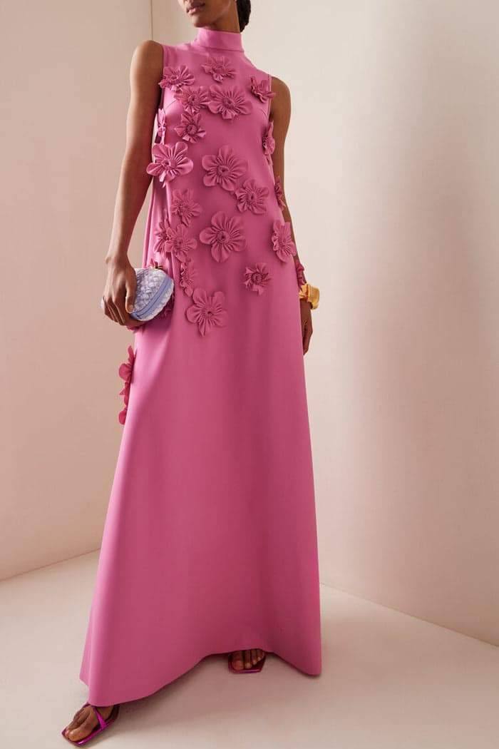 Luxurious maxi dress for women with floral design - elegant halter dress, summery and stylish