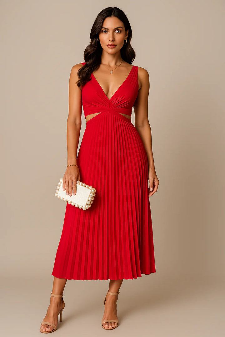 Elegant Pleated Evening Dress For Women