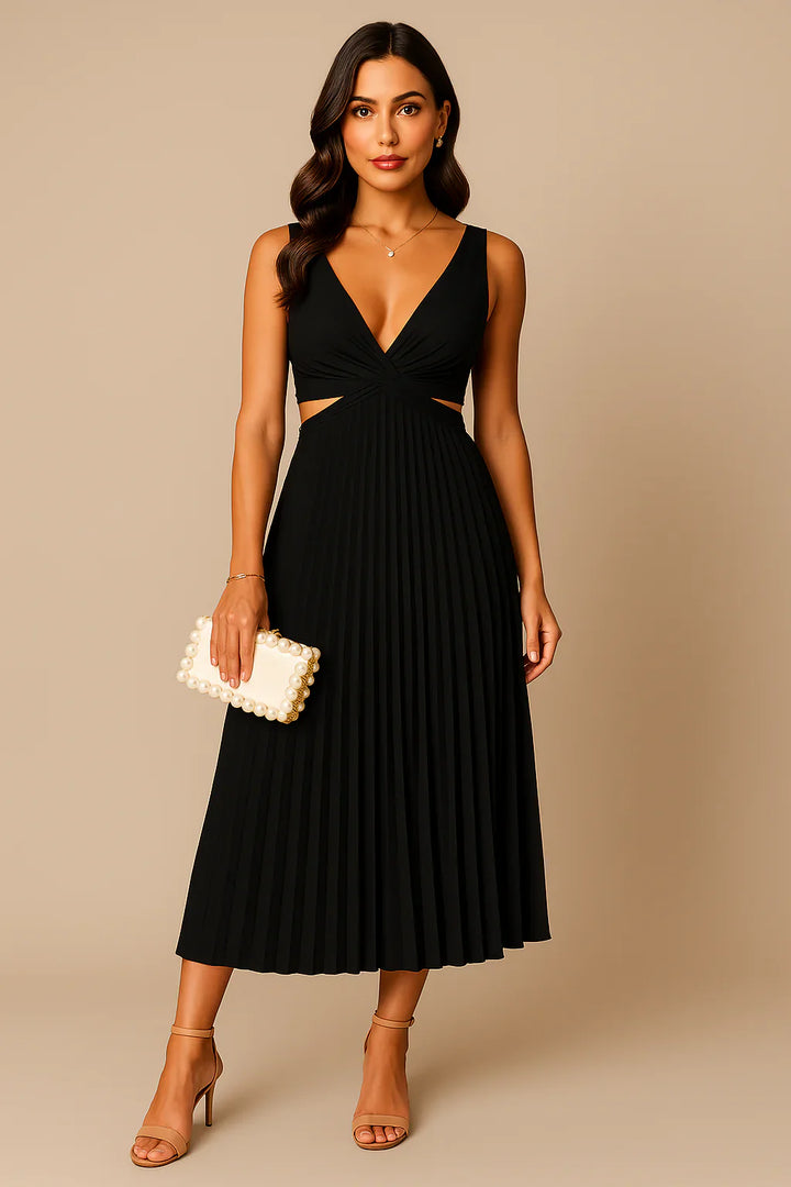 Elegant Pleated Evening Dress For Women
