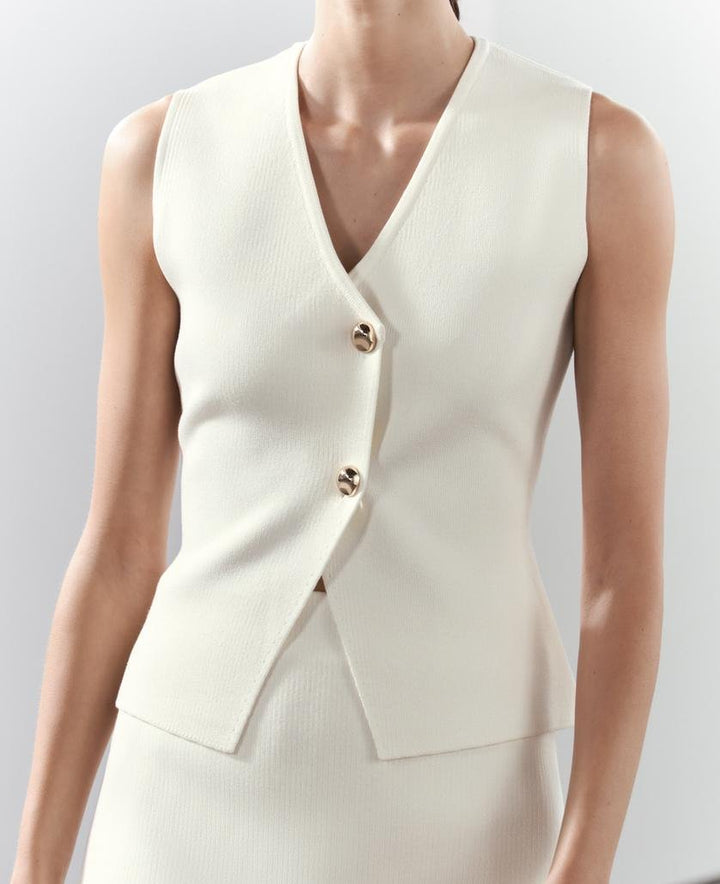 Vest top with V-neck – soft stretch, Stockholm chic