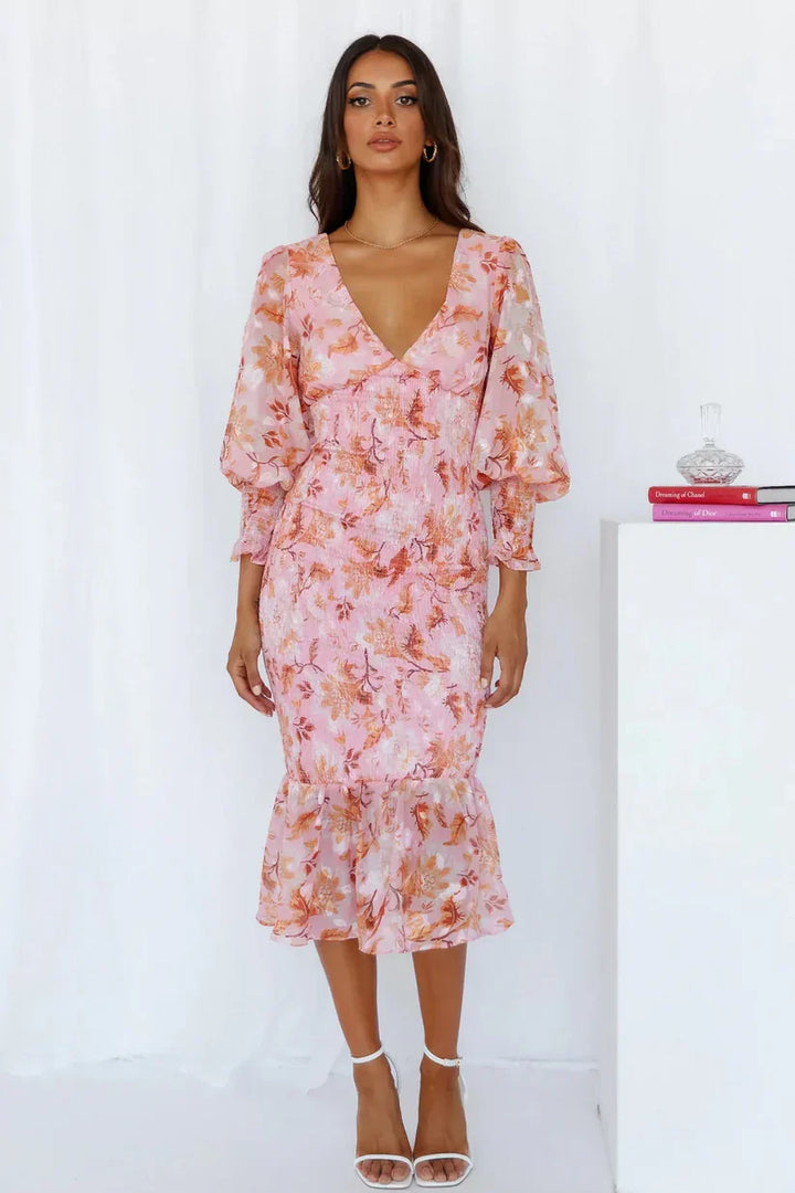 Floral midi dress for women | Elegant summer dress made of high-quality, lightweight fabric