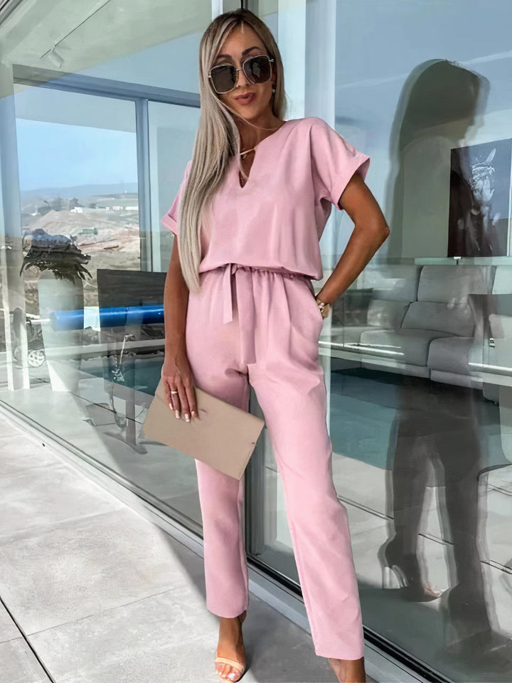 Jumpsuit for women with elegant wrap belt