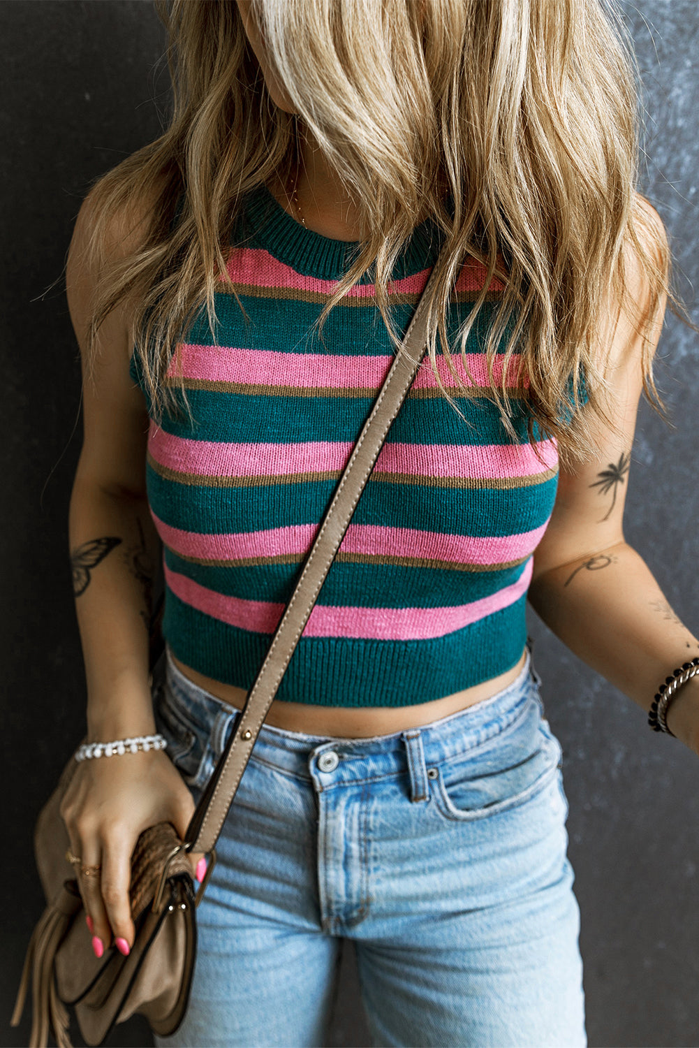 Striped Sleeveless Knit Sweater – Lightweight Summer Knitwear