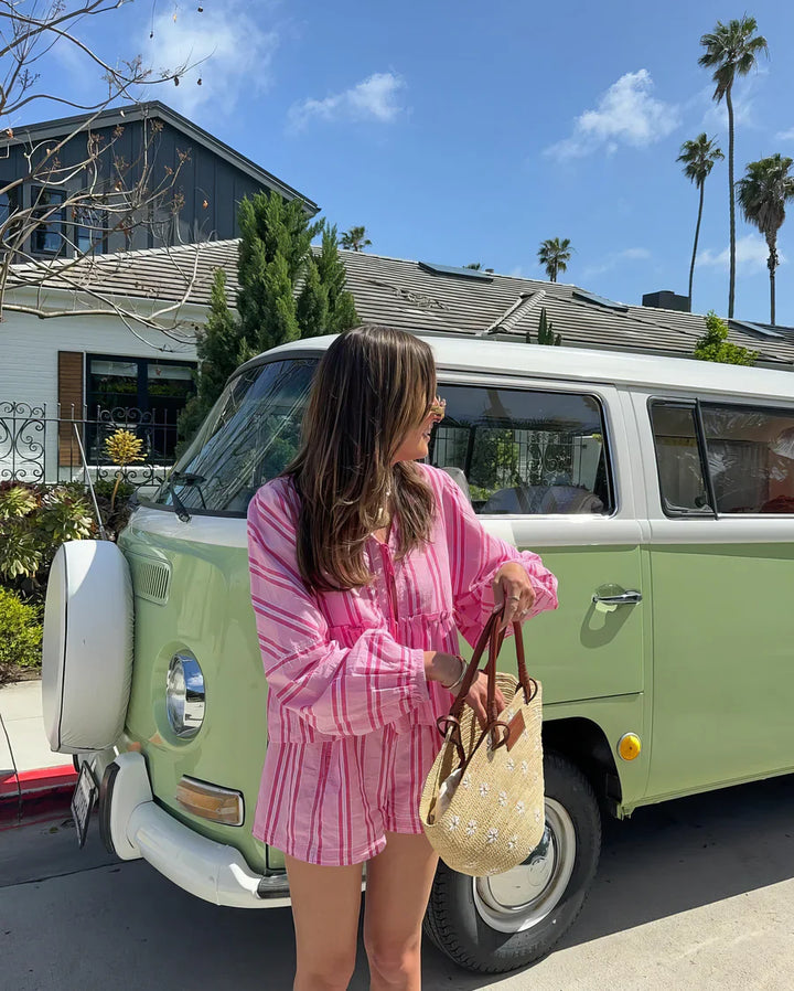 Women's Summer Two-Piece – Striped Blouse & Shorts – Casual Cut