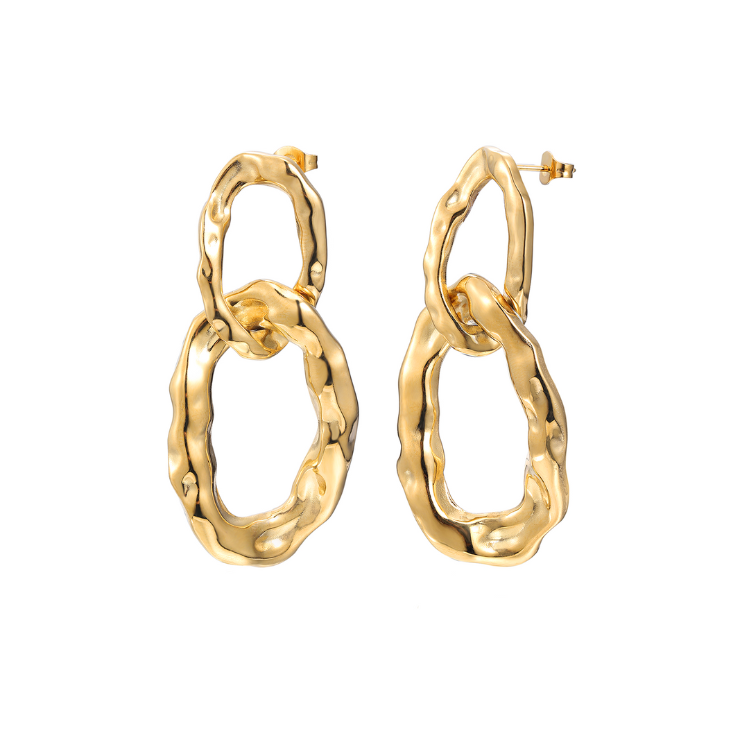 Fashionable Statement Drop Earrings Gold Stainless Steel Women's Earrings Hypoallergenic