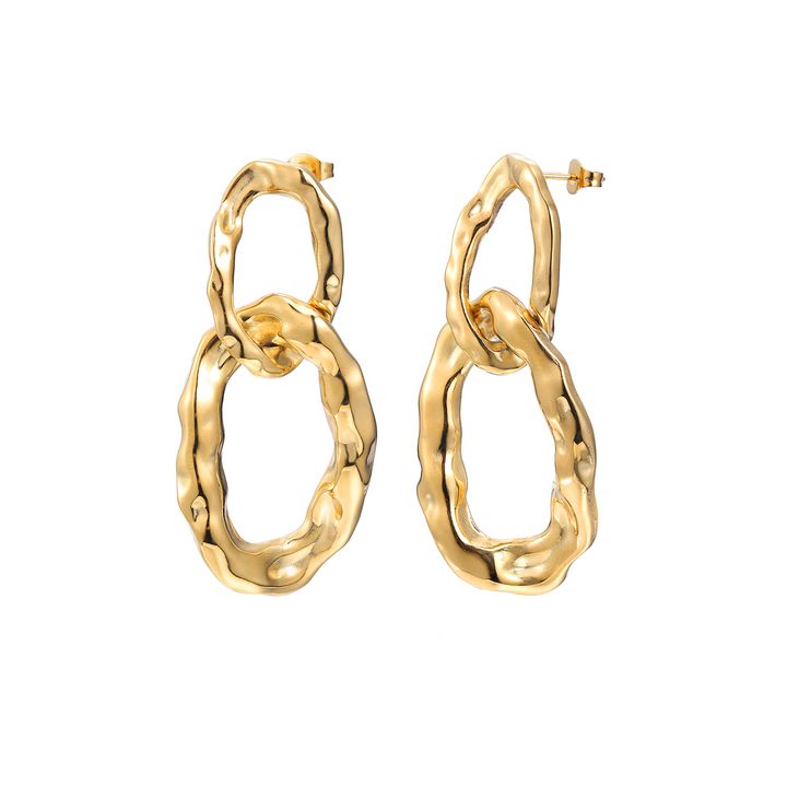 Fashionable Statement Drop Earrings Gold Stainless Steel Women's Earrings Hypoallergenic