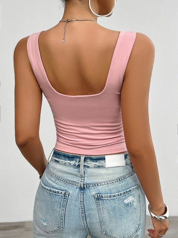 Women's cotton tank top slim fit with twist detail – summery and casual