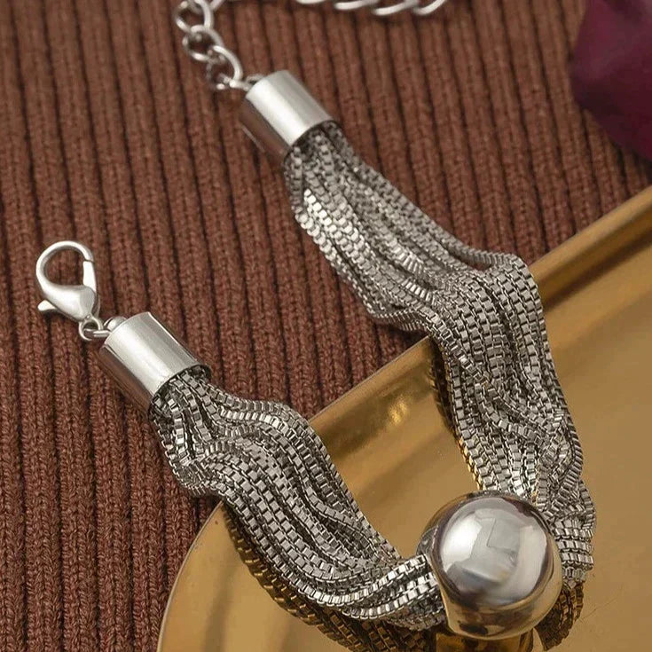Verstellbare Edelstahl Halskette mit Glänzender Kugel – Elegant