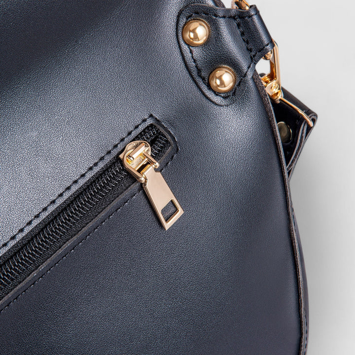 Vintage Damen Schultertasche – Vegan Leder mit Pouch & Canvas Gurt