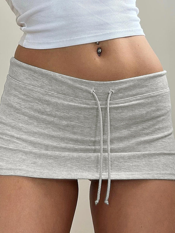 Damen Y2K Minirock Mit Kordelzug Schlitz – Hoher Bund Figurbetont