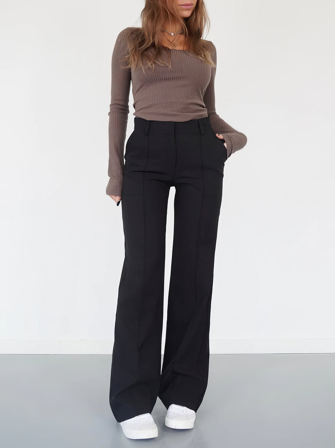 Damen High-Waist Hose mit geradem Bein – Eleganter Business Look