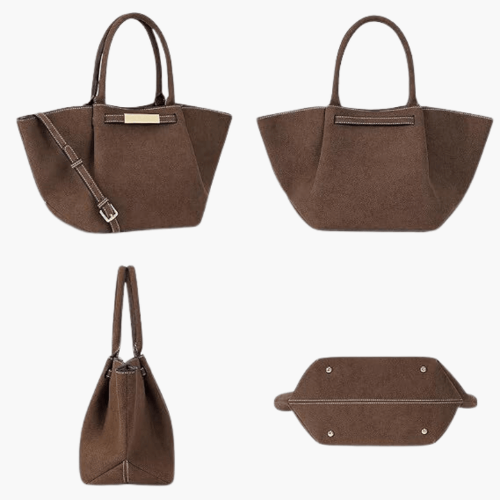 Sac de plage pour femmes en suède vegan – Grand sac fourre-tout d'été marron
