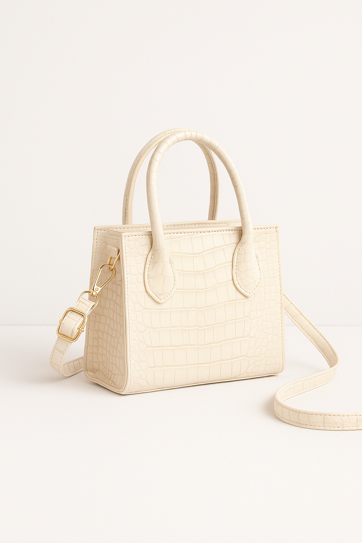Sac à main de luxe pour femmes – aspect cuir de crocodile – sac à épaule