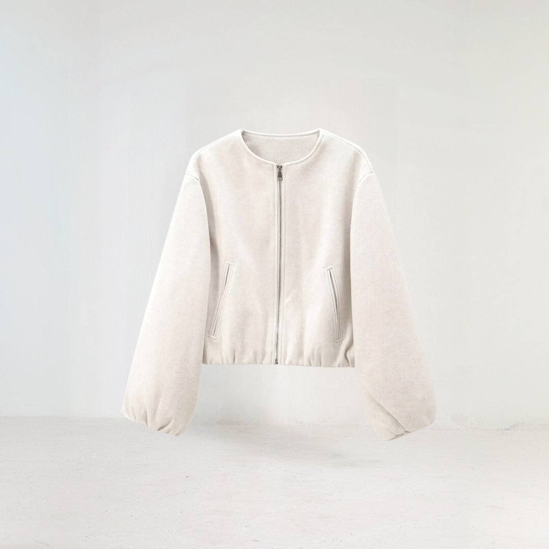 Cropped Damen Übergangsjacke – mit Ballonärmeln & modernem Schnitt