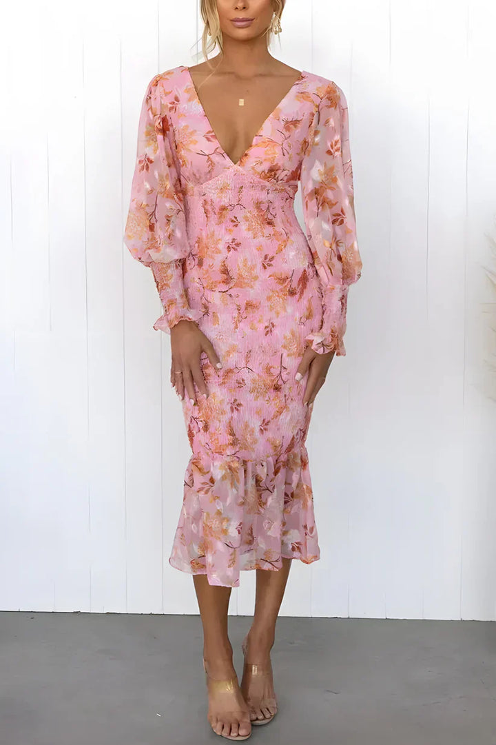 Floral midi dress for women | Elegant summer dress made of high-quality, lightweight fabric