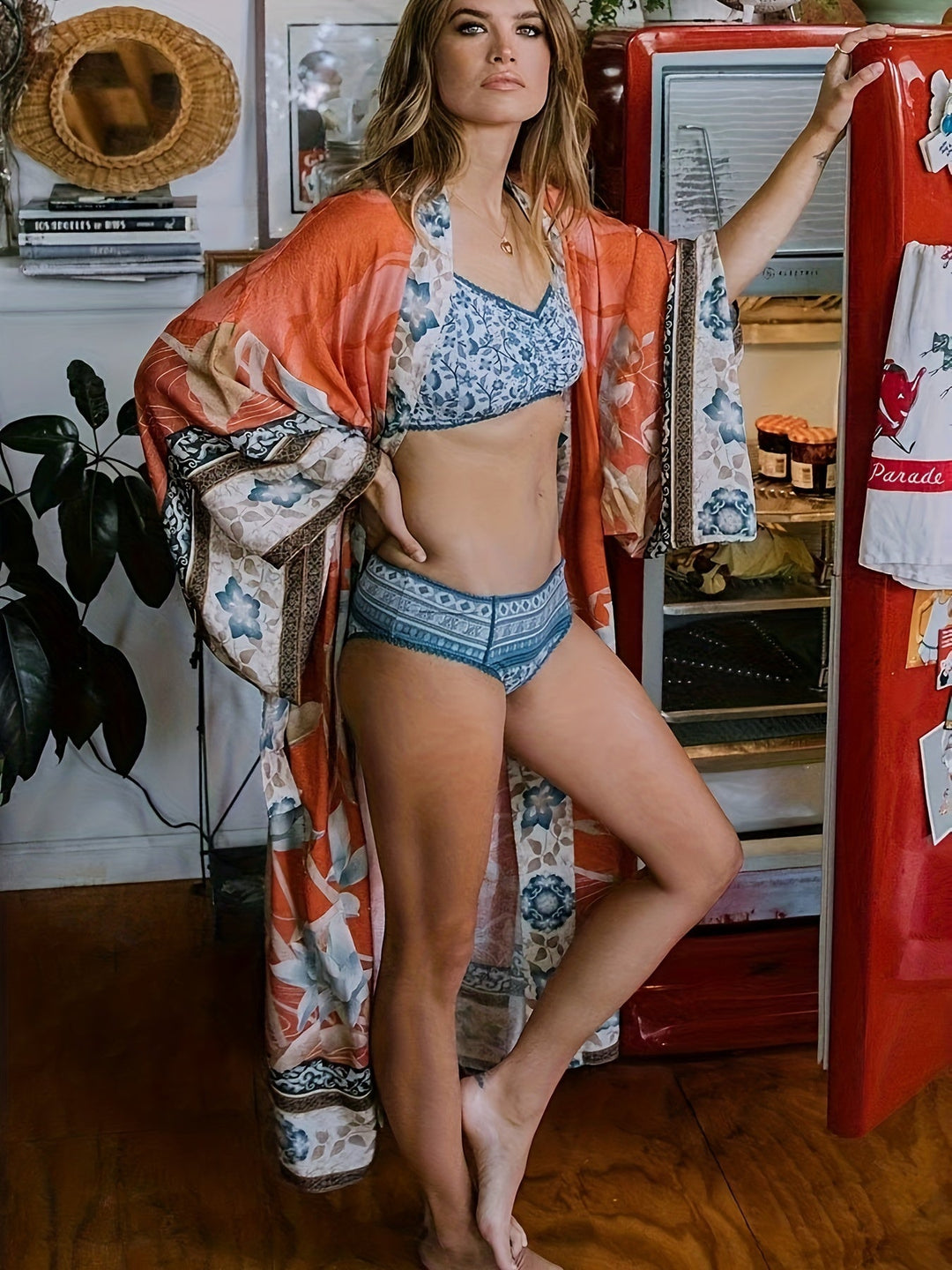 Damen Kimono mit Blumenmuster – Leichter Sommer-Kimono