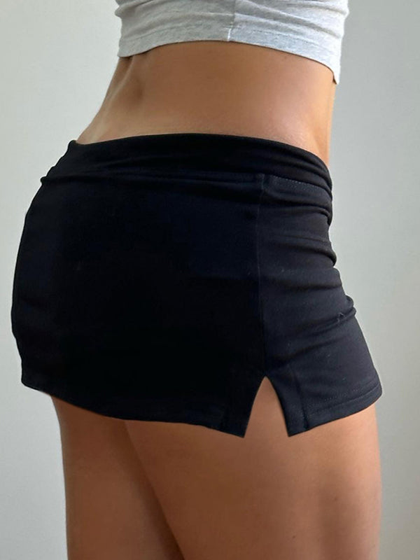 Damen Y2K Minirock Mit Kordelzug Schlitz – Hoher Bund Figurbetont