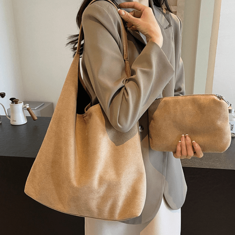 Sac de plage en cuir vegan – Grande sac d'été avec poignées en corde