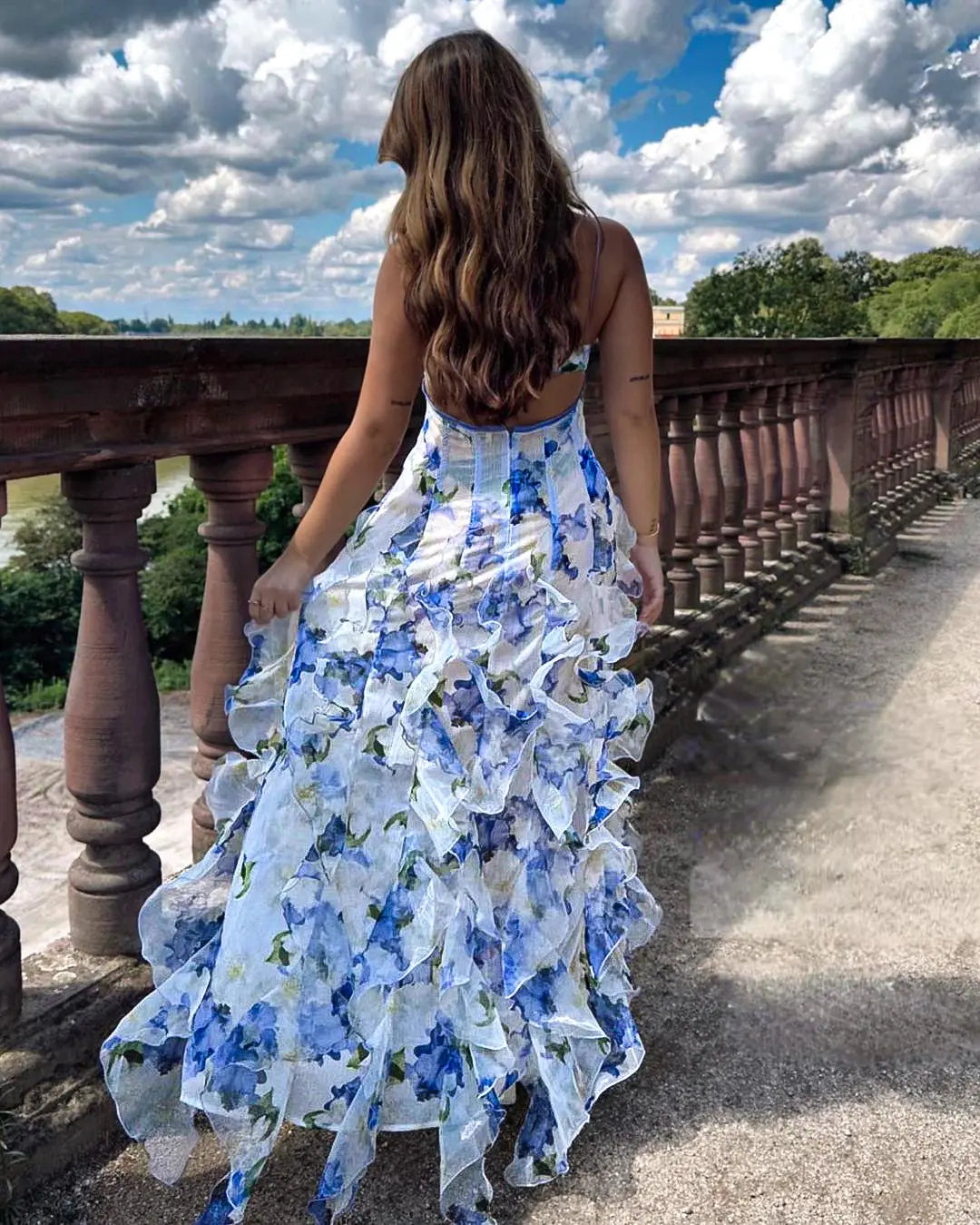 Maxi flower dress with ruffles | Light summer dress – Boho style