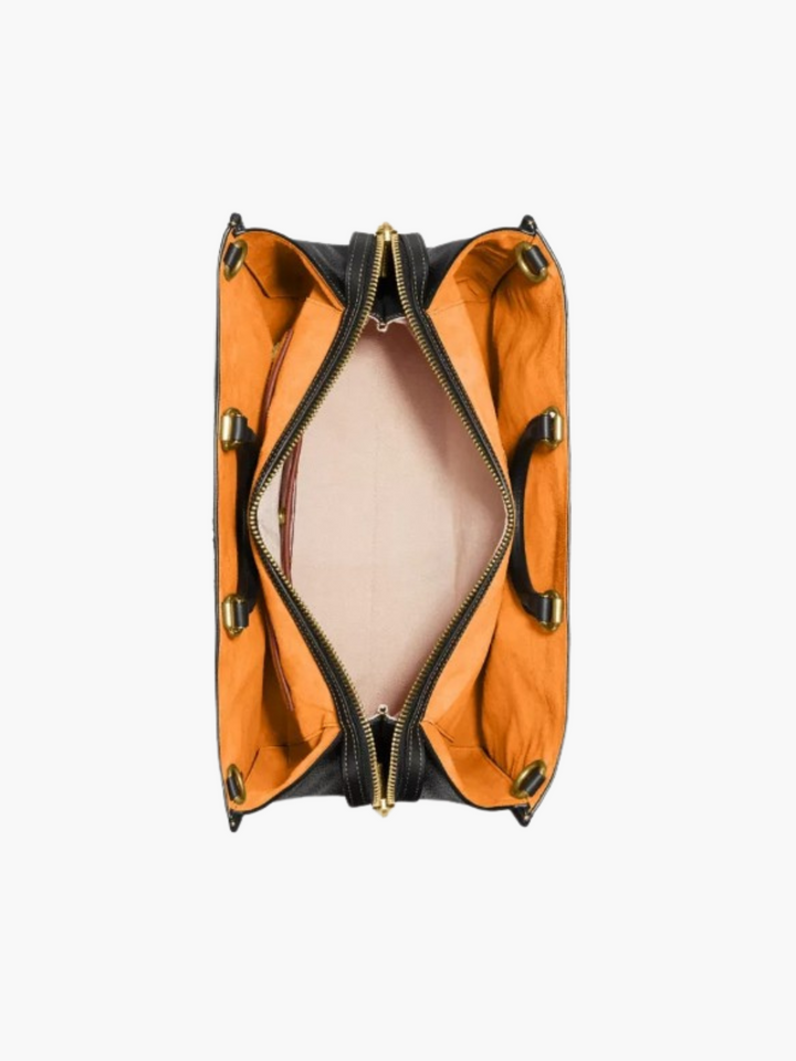 Sac en cuir classique avec des accents en daim – Sac multifonction pour femmes et hommes pour toutes les occasions