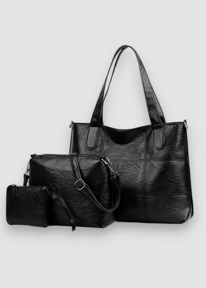 3-Teiliges Damen Taschenset aus Veganem Leder – Stilvoll & Alltagstauglich