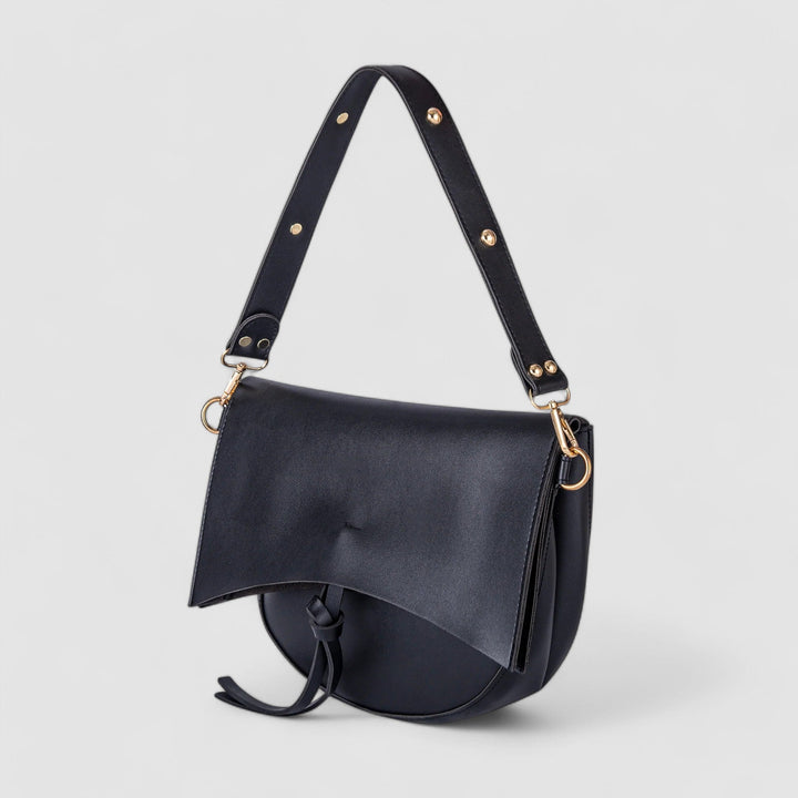Vintage Damen Schultertasche – Vegan Leder mit Pouch & Canvas Gurt