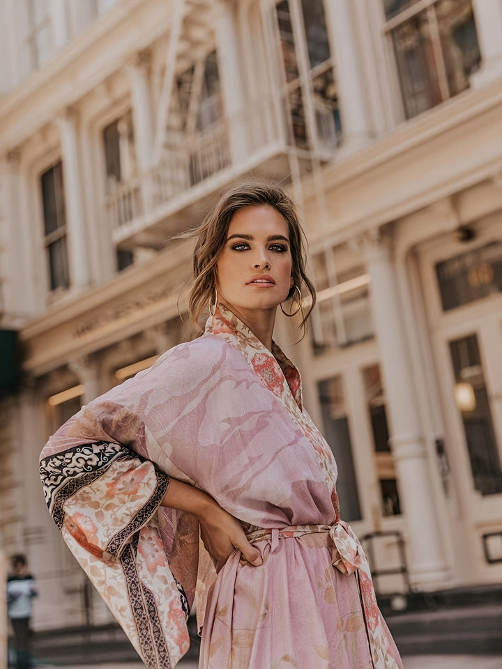 Damen Kimono mit Blumenmuster – Leichter Sommer-Kimono