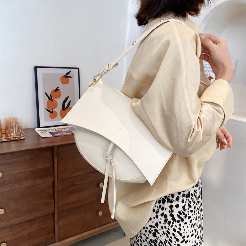 Vintage Damen Schultertasche – Vegan Leder mit Pouch & Canvas Gurt