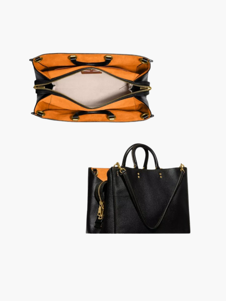 Sac en cuir classique avec des accents en daim – Sac multifonction pour femmes et hommes pour toutes les occasions