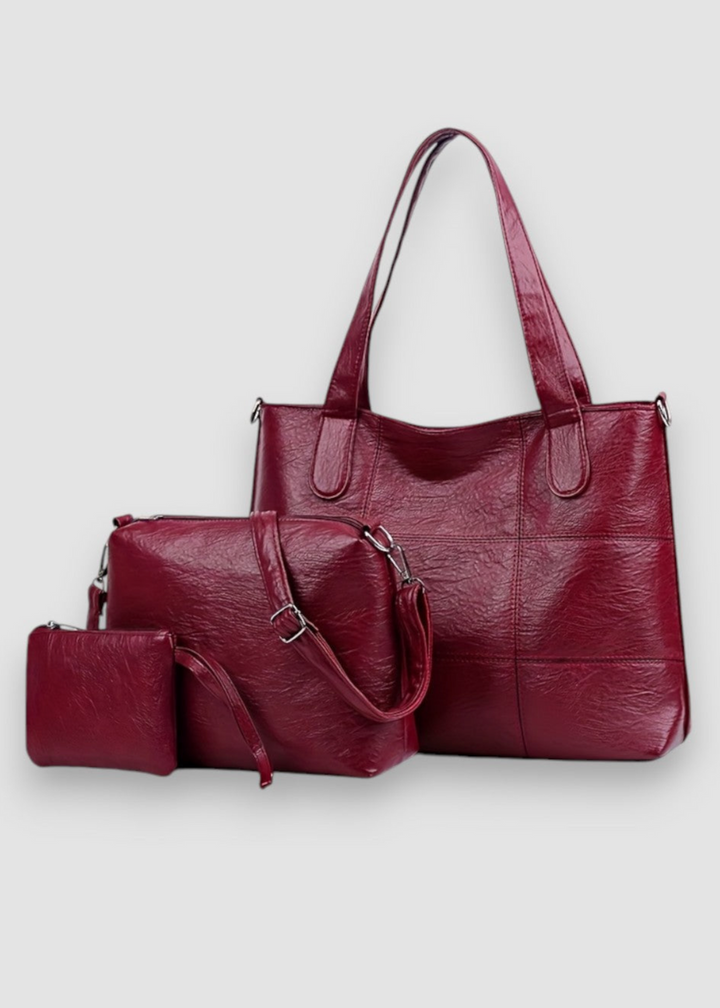 3-Teiliges Damen Taschenset aus Veganem Leder – Stilvoll & Alltagstauglich