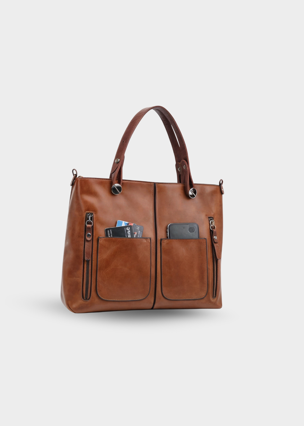 Vegane Handtasche Damen – Mittelgroße Schultertasche mit Henkeln