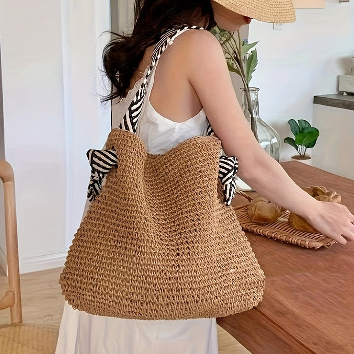 Sac de plage vegan tissé à la main – Sac d'été boho pour femmes