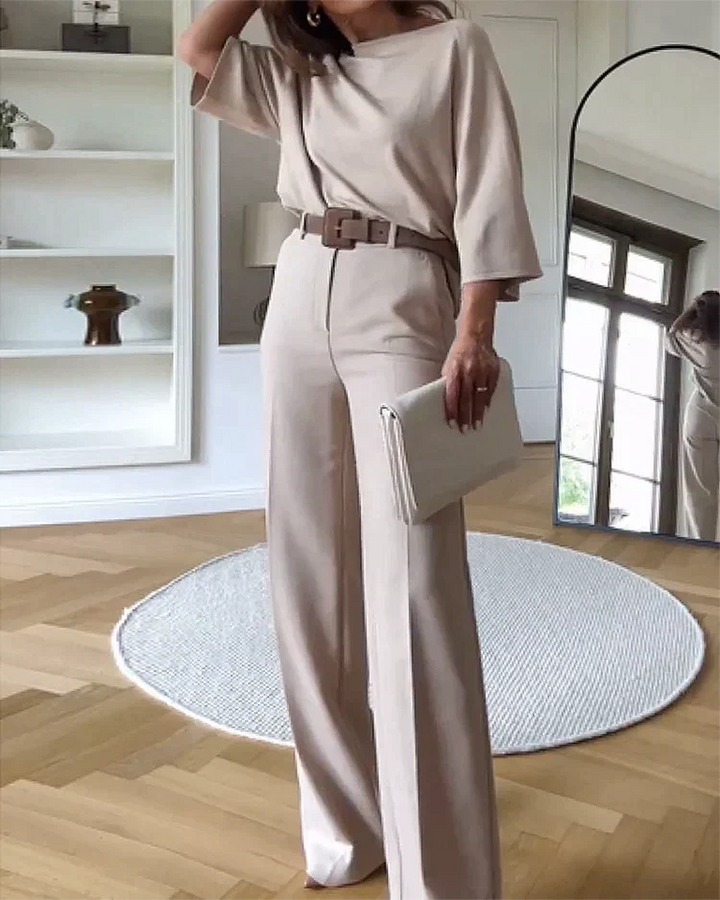 Women's two-piece set made of cotton – casual look with elastic waistband – summer set
