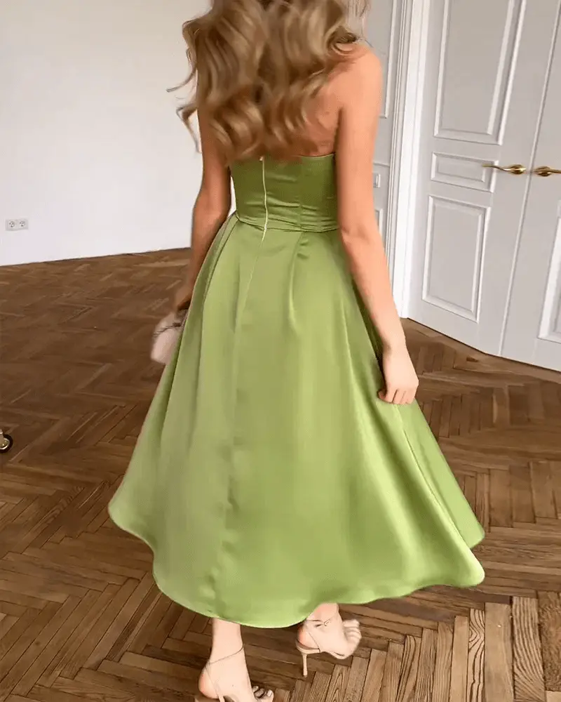 Elegant Strapless Maxi Dress – Flowing, Evening Dress, Stretch