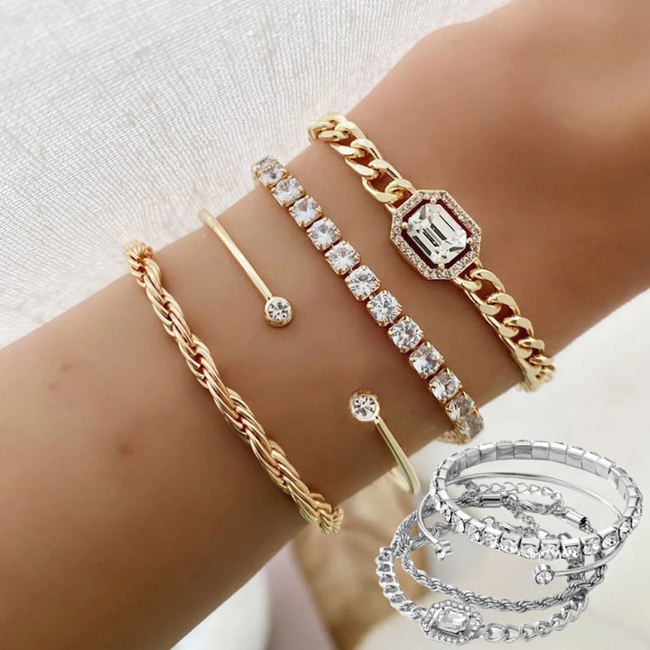 Women's Bracelet Set with Glass Beads - Wearing Comfort - Elegant Style