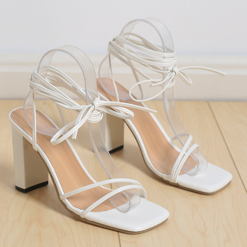 Sommer Absatzsandalen Damen – Elegante Schnürsandalen mit Blockabsatz