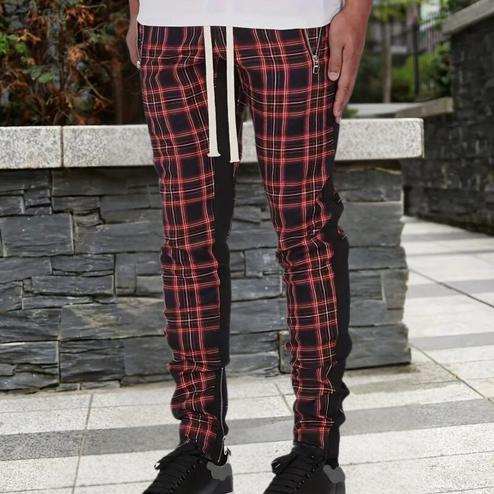 Herren Karierte Hose – Bequeme Casual Hosen für Männer mit Reißverschlusstaschen