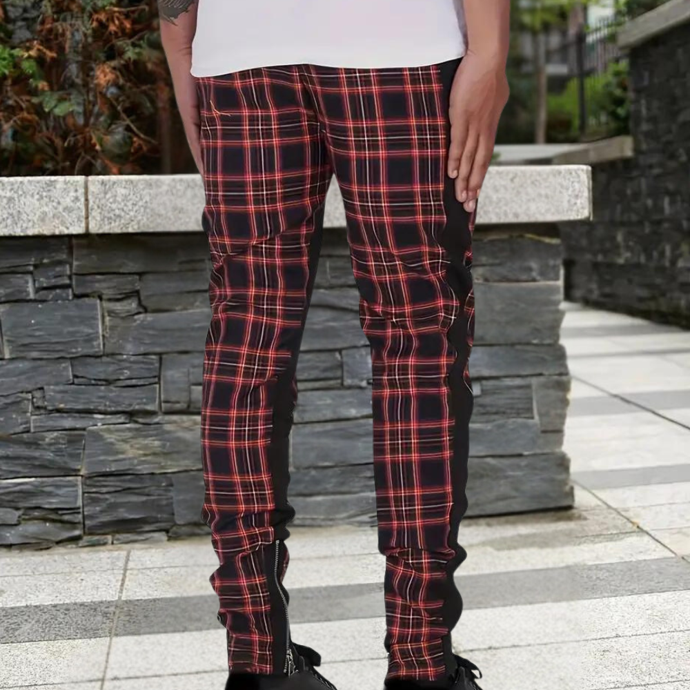 Herren Karierte Hose – Bequeme Casual Hosen für Männer mit Reißverschlusstaschen
